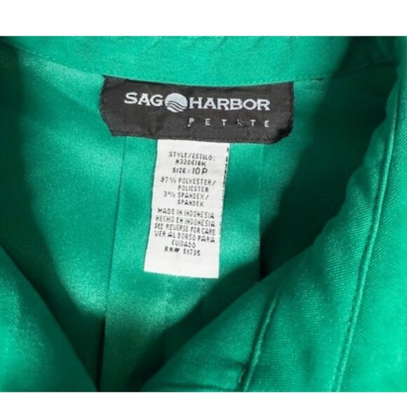 Sag Harbor Green Button Top Size 10P - Picture 3 of 5
